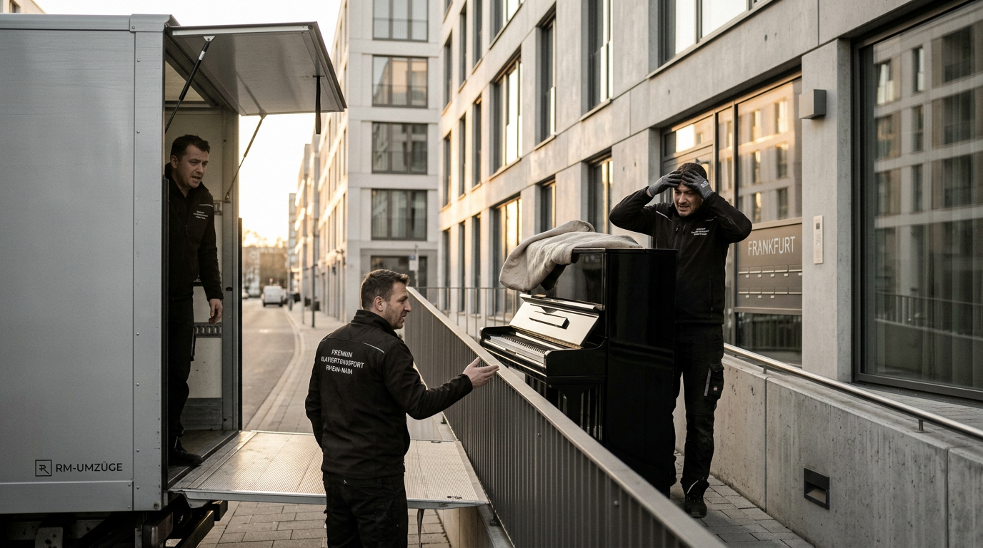 Klaviertransport Frankfurt: Der Fehler mit 2 Männern